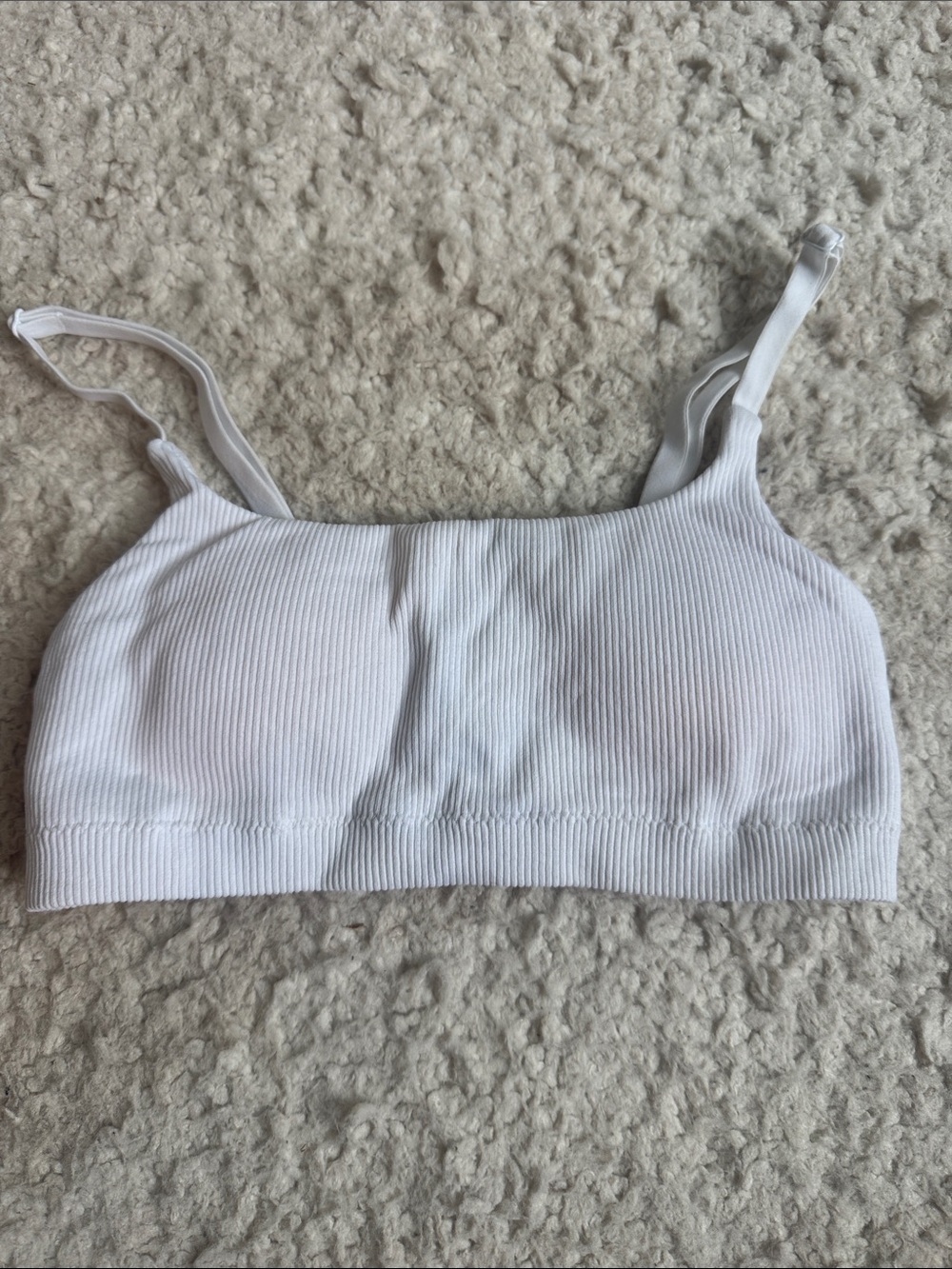 aerie Ribbed Seamless White  padded Bralette